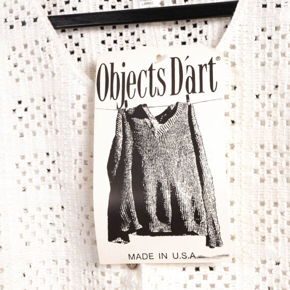 Objects DArt VTG Cardigan Sweater L White Cropped Boho Indie Hippie Sweetheart - Picture 5 of 7
